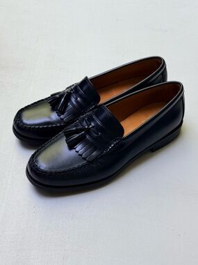 J. Crew Black Leather Tassel Kiltie Loafers